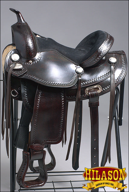 HILASON Western Horse Saddle American Leather Treeless Trail Pleasure | Barrel for Horses