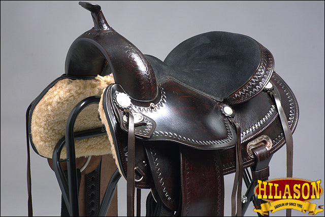 HILASON Western Horse Saddle American Leather Treeless Trail Pleasure | Barrel for Horses