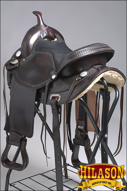 HILASON Western Horse Saddle American Leather Treeless Trail Pleasure | Barrel for Horses