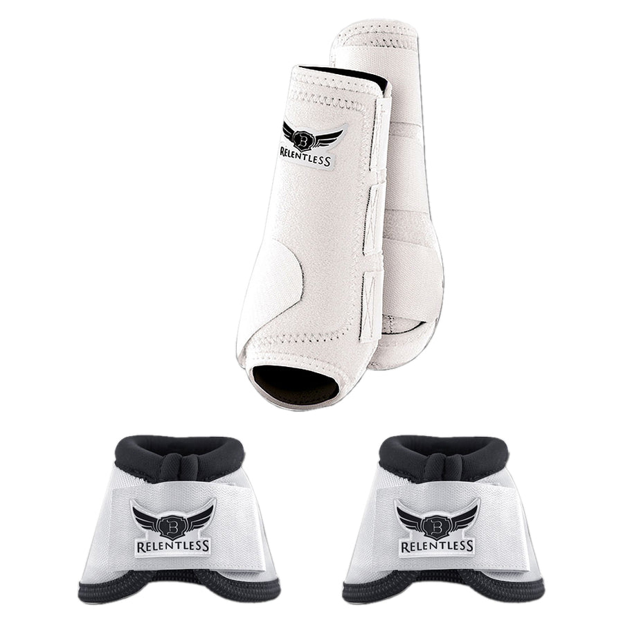 large White Relentless Trevor Brazile Horse 2 Front Leg Sport Bell Boot - Uhorse