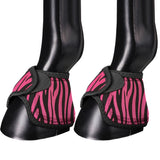 Small Tough 1 No Turn Neoprene Vented Horse Leg Bell Boots Pair Pink Zebra