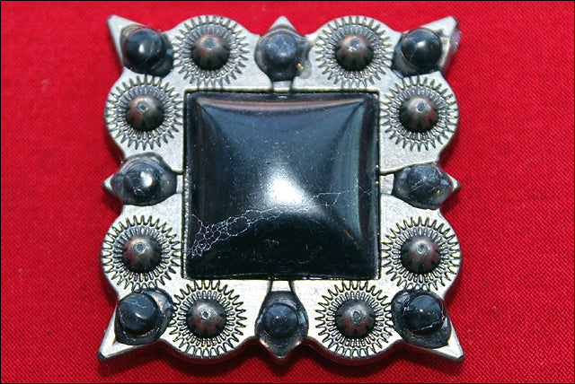 Western Screw Back Concho 1.5 In Black Stone Nickel Plated Saddle Cowgirl