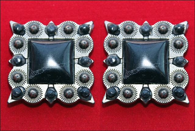 Western Screw Back Concho 1.5 In Black Stone Nickel Plated Saddle Cowgirl