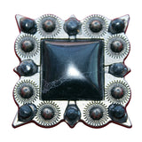 Western Screw Back Concho 1.5 In Black Stone Nickel Plated Saddle Cowgirl - Hilason