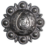 W. Screw Back Concho 1.5 In H.shoe Ant. Silver Saddle Cowgirl – by Hilason – Cowboy and equestrian accessories