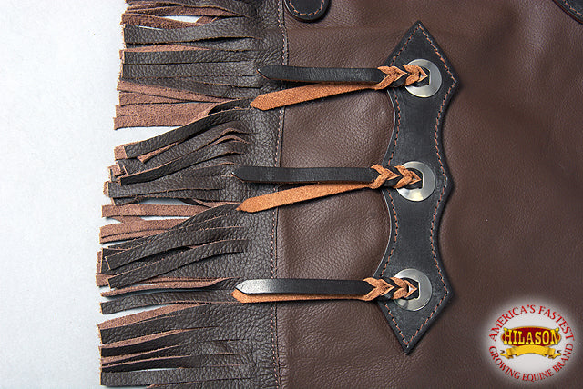 Hilason Hand Picked Bull Riding Chinks Chaps Pro Rodeo Bronc Genuine Leather