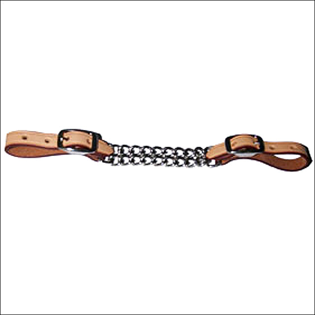 Leather curb chain with wooden handles - Uhorse