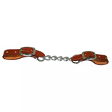 Hilason Western Horse 5/8 In SINGLE LINK CURB CHAIN Genuine Leather Brown Stainless Steel Hardware