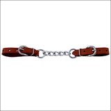 3 Inch Hilason Western Horse Leather Nickel Plated Curb Strap Link Mouth Chain