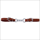 2 Inch Hilason Western Horse Leather Curb Strap W/ Nickel Plated Mouth Chain