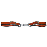 5/8 Inch Hilason Western Horse Leather Curb Strap W/ Nickel Platedmouth Chain