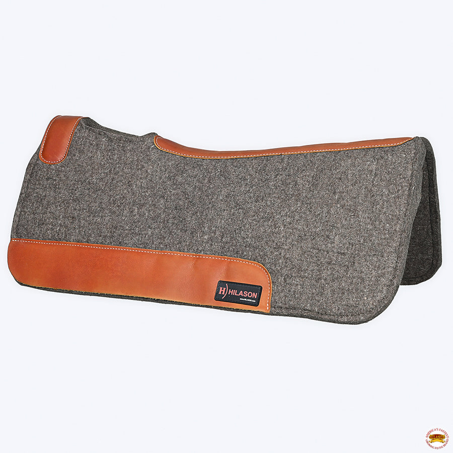 HILASON Western Wool Felt Horse Saddle Pad W/ Distressed Wear Leather | for Horses
