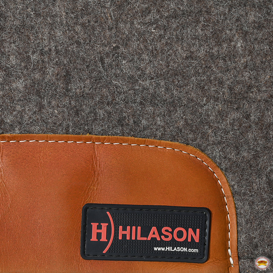HILASON Western Wool Felt Horse Saddle Pad W/ Distressed Wear Leather | for Horses
