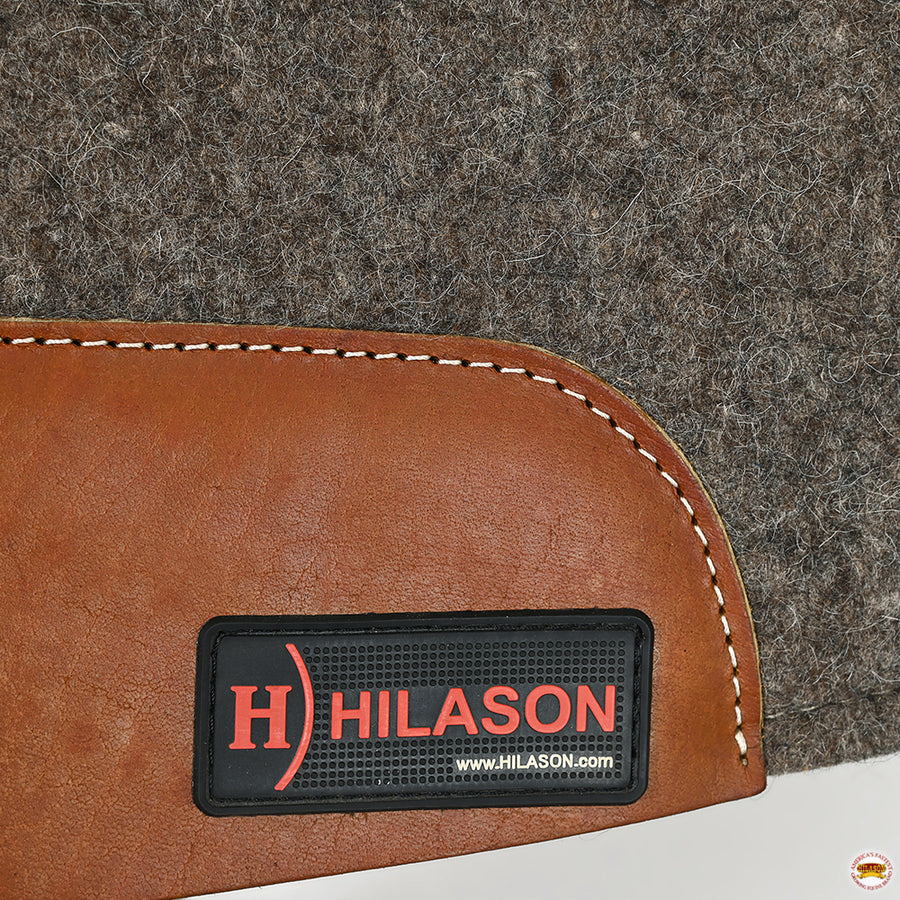 HILASON Western Wool Felt Round Contoured Horse Saddle Pad W/ Distressed Wear Leather | for Horses