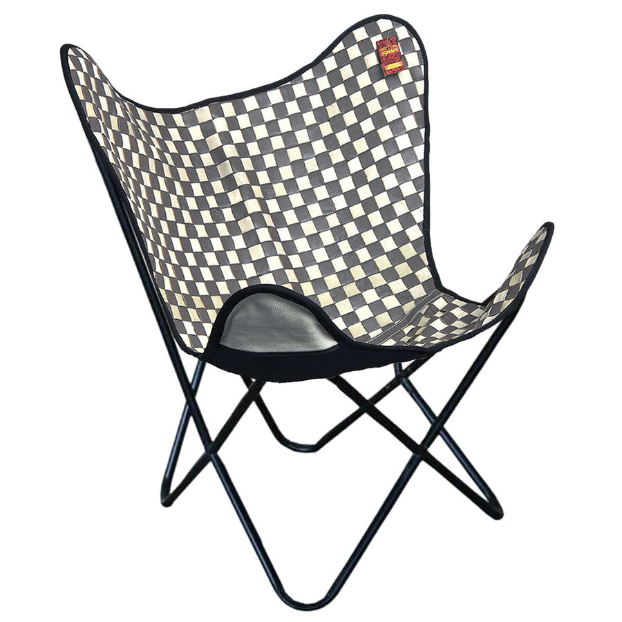 Genuine Leather Butterfly Chair Folding Lounge Modern Sling Accent Seat - Uhorse