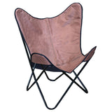 Genuine Leather Butterfly Chair Folding Lounge Modern Sling Accent Seat