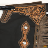 Bull Riding Chinks Chaps Adult Pro Rodeo Bronc Genuine Leather Hilason