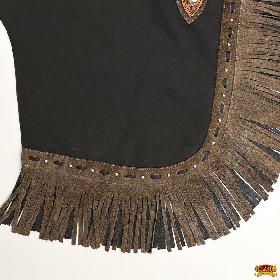 HILASON Bull Riding Chinks Adult Pro Rodeo Bronc Genuine Leather | Handmade Chaps Western for Adults Hand Tooled