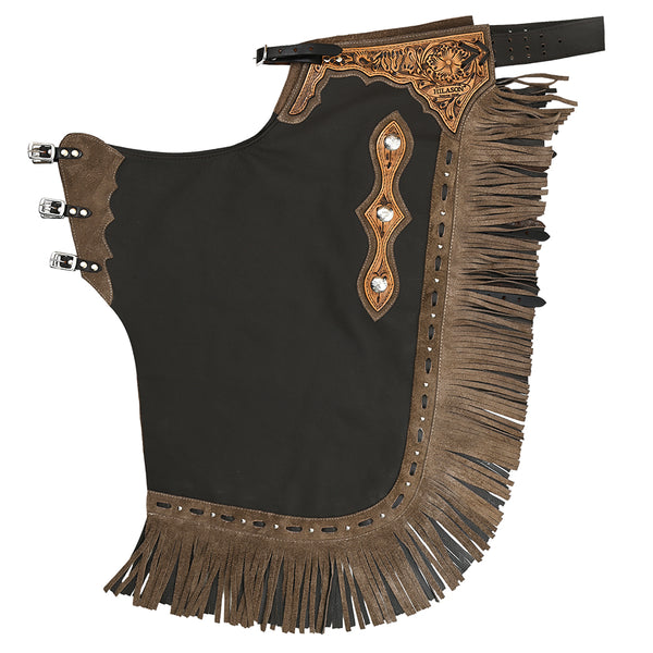 Hilason Western Bull Riding Chinks Chaps Adult Pro Rodeo Bronc Genuine Leather - Uhorse