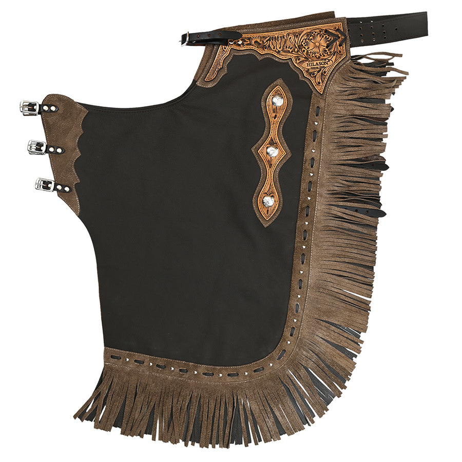 Hilason Western Bull Riding Chinks Chaps Adult Pro Rodeo Bronc Genuine Leather - Uhorse