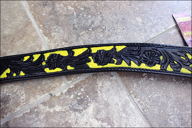 Hilason Western Horse Headstall & Breast Collar American Leather Black Yellow