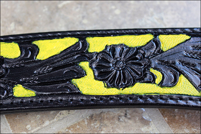 Hilason Western Horse Headstall & Breast Collar American Leather Black Yellow