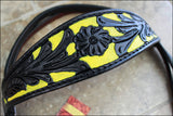 Hilason Western Horse Headstall & Breast Collar American Leather Black Yellow