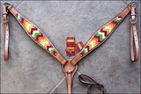Hilason Western Horse Breast Collar American Leather Aztec Hand Paint