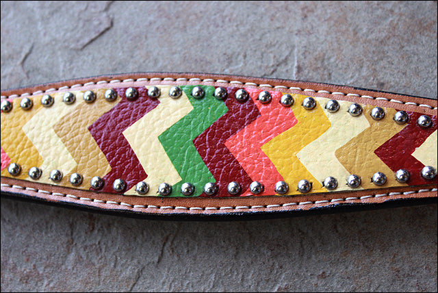 Hilason Western Horse Headstall Breast Collar American Leather Aztec Hand Paint