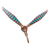 HILASON Western Horse Leather Headstall and Breast Collar Set Turquoise and Brown Zigzag| Headstall Bridle for Horses Western | Horse Headstall Bridle | Western Headstalls Bridle for Horses