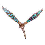 HILASON Western  Horse Leather Headstall & Breast Collar Set Turquoise & Brown Zigzag