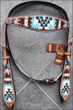 HILASON Western Horse Genuine Leather Headstall & Breast Collar Set Geometry