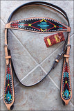 HILASON Western Horse Leather Headstall and Breast Collar Set Tan| Headstall Bridle for Horses Western | Horse Headstall Bridle | Western Headstalls Bridle for Horses