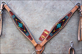 HILASON Western Horse Leather Headstall and Breast Collar Set Tan| Headstall Bridle for Horses Western | Horse Headstall Bridle | Western Headstalls Bridle for Horses