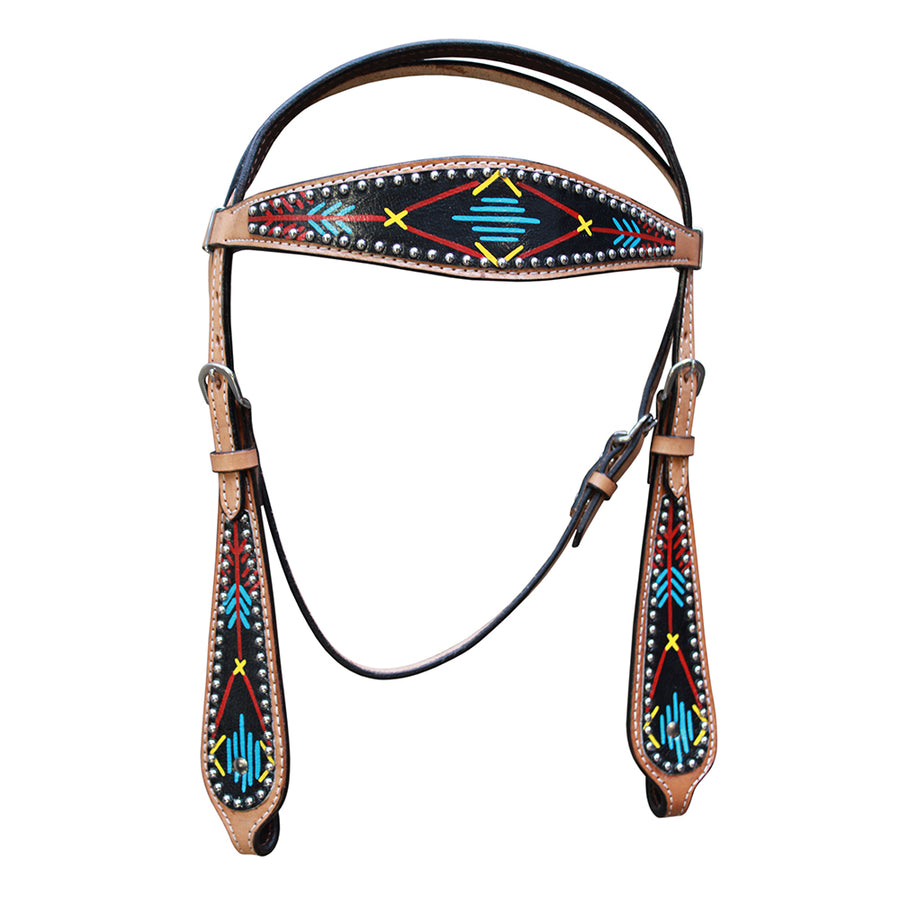 HILASON Western Horse Genuine Leather Headstall & Breast Collar Set Tan