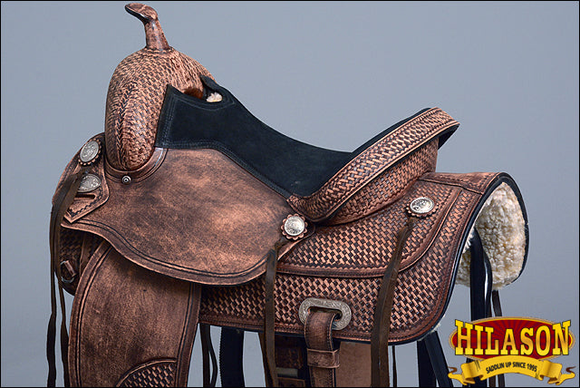 16 In Hilason genuine leather western Treeless Trail Pleasure Brown