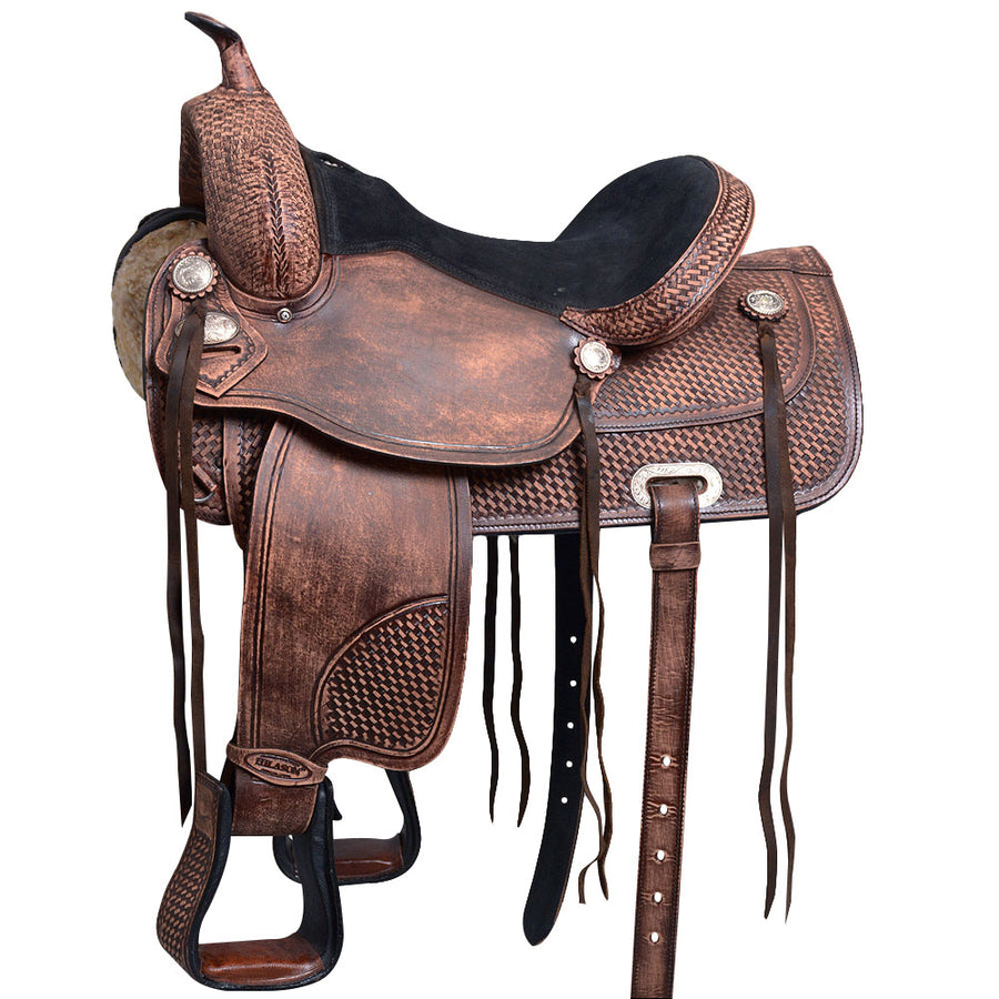 16 In Hilason genuine leather western Treeless Trail Pleasure Brown - Uhorse