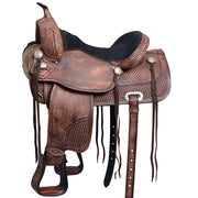 16 In Hilason genuine leather western Treeless Trail Pleasure Brown