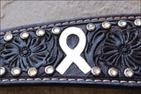 Hilason Western Horse Breast Collar American Leather White Breast Cancer