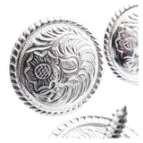 2 Pack 1" Silver Plated Flroal Round Concho Screw Saddle Headstall - Uhorse