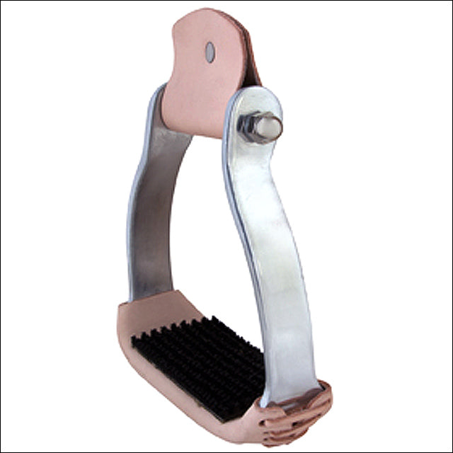 Western stirrup with black brush and tan leather foot platform - Uhorse