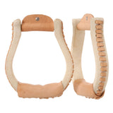 Tough 1 Leather Hand Laced 1" Wide Rawhide Oxbow Horse Stirrups Pair W/ 3" Neck