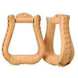 Tough 1 Hand Laced Bell Bottom Horse Stirrups Pair Natural Russet W/ 3" Neck