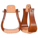 Tough 1 Solid Hardwood Horse Bell Stirrups Pair Oil Lacequer Finish W/ 3