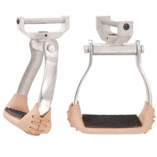 Tough 1 Aluminum Swivel And Lock H. Stirrups Pair Silver 2 1/2" Neck – by Hilason – Cowboy and equestrian accessories