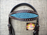 Hilason Western Horse Headstall Bridle American Leather Brown Turquoise