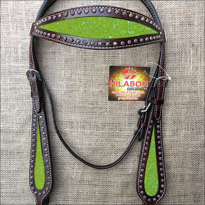 Hilason Western Horse Headstall Bridle American Leather Brown Yellow