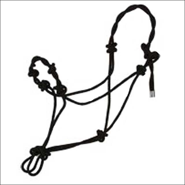 Black nylon rope halter with knots - Hilason