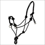 Hilason Western Tack Side Pull Horse Rope Halter Black with Nickle Plated Ring - Uhorse