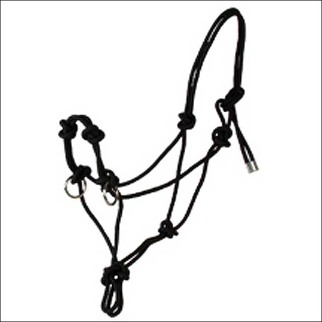 Hilason Western Tack Side Pull Horse Rope Halter Black with Nickle Plated Ring - Hilason